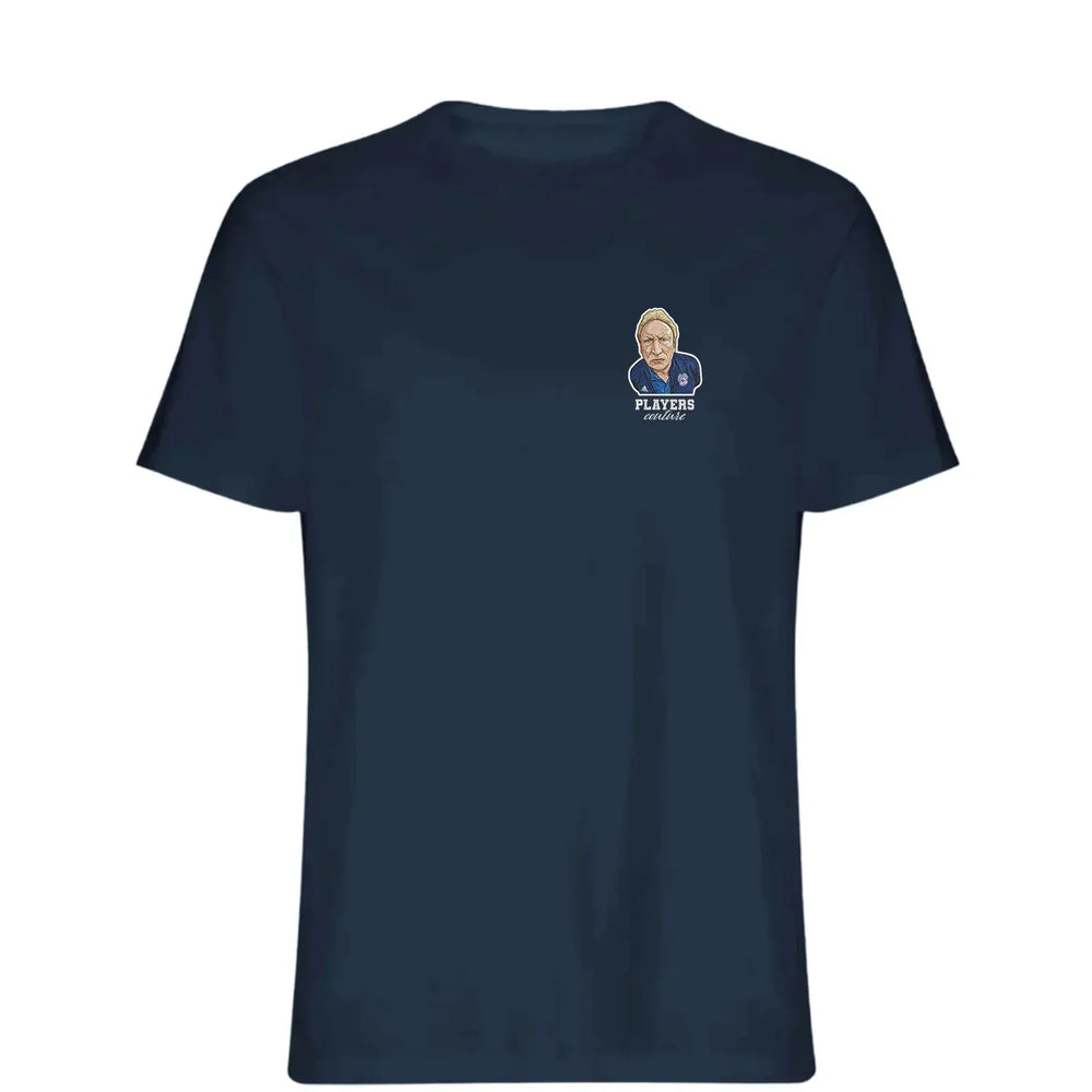 Neil Warnock t-shirt – navy men's t-shirt featuring the Neil Warnock Players Couture logo