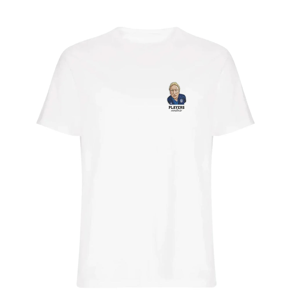 Neil Warnock t-shirt – white men's t-shirt featuring the Neil Warnock Players Couture logo