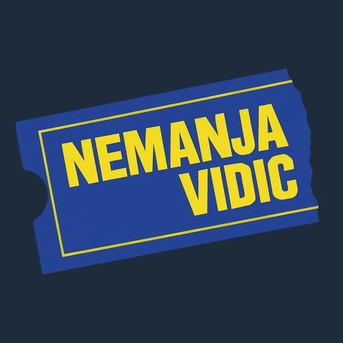 Nemanja Vidic Logo Men's Hoodie – navy close-up detail shot of the Nemanja Vidic Players Couture logo design