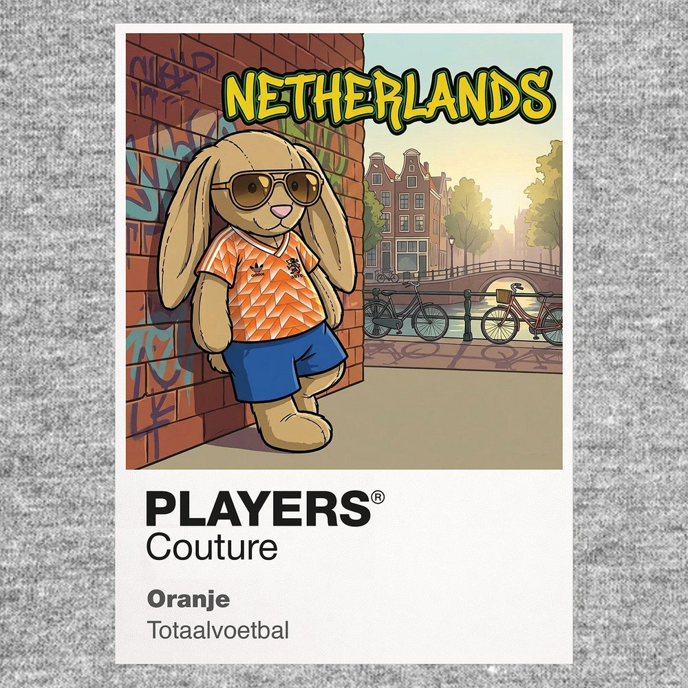 Netherlands Football Cool Bunny Kids Hoodie – Netherlands football cool bunny artwork close-up on Gray – Players Couture