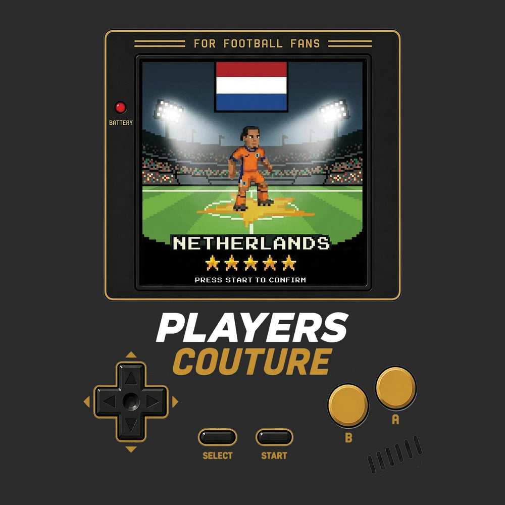 Netherlands World Cup 8-Bit Kids T-Shirt retro gaming football design by Players Couture