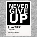 Mohamed Salah Never Give Up Shirt Frame Men's Hoodie – grey close-up detail shot of the Mohamed Salah Never Give Up Players