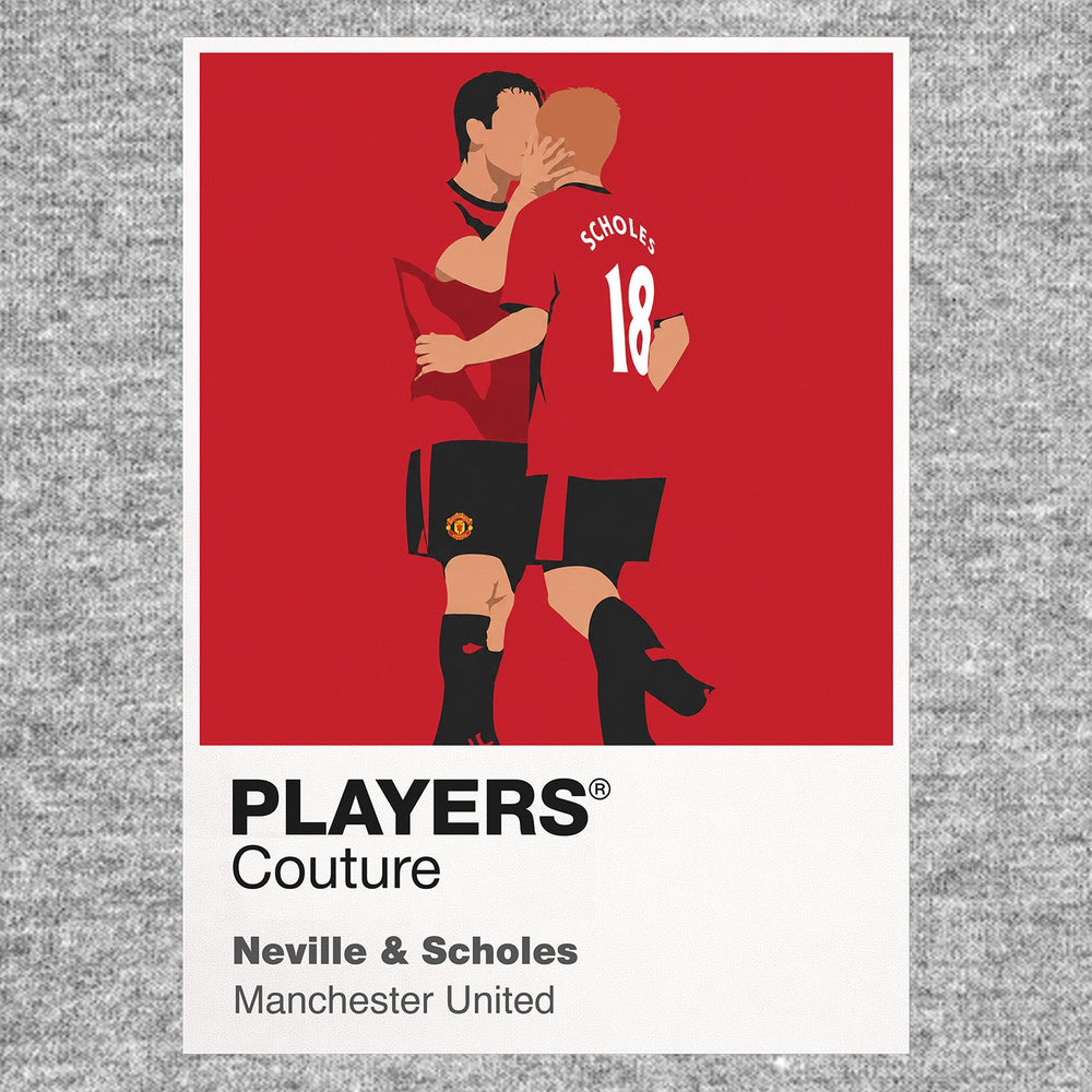 Neville and Scholes Manchester United grey Icon Frame artwork detail