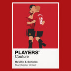 Neville and Scholes Manchester United red Icon Frame artwork detail