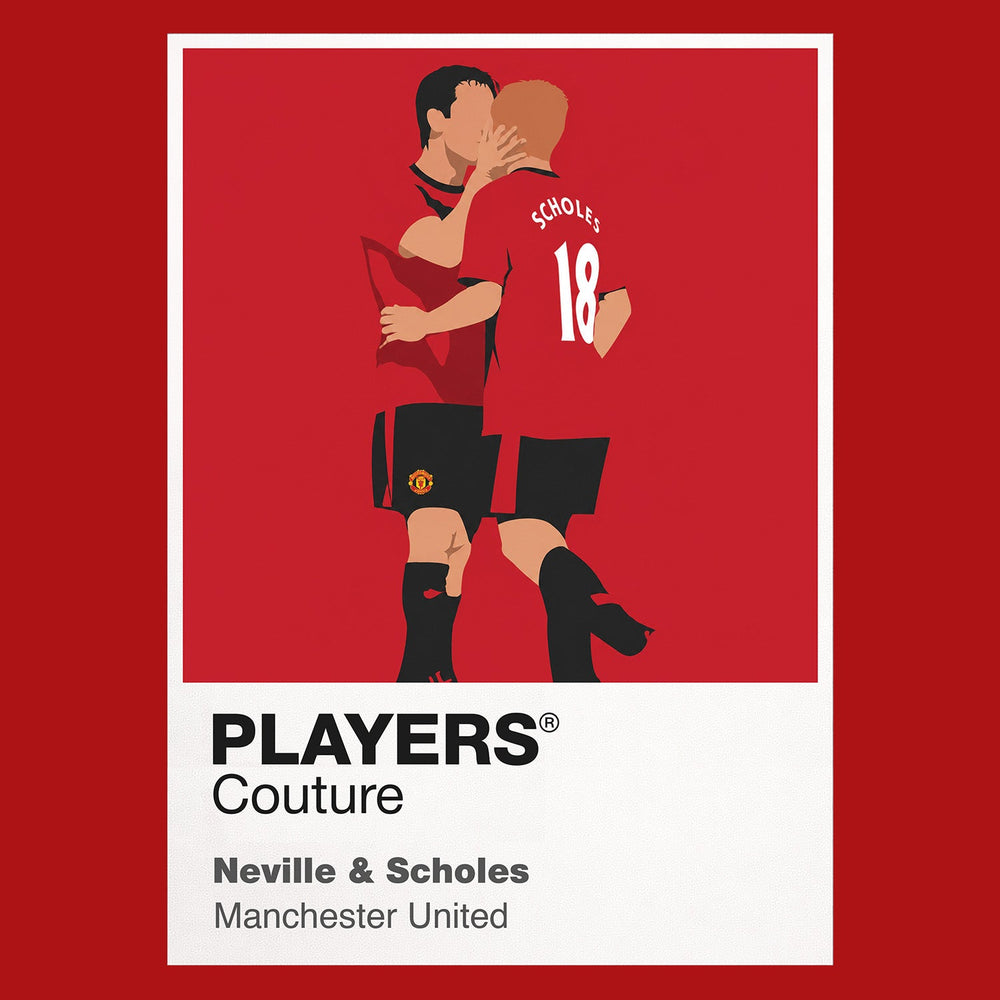 Neville and Scholes Manchester United red Icon Frame artwork detail