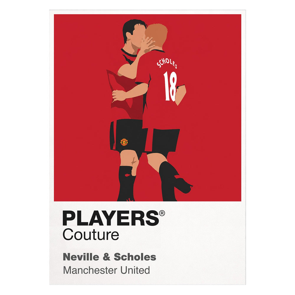 Neville and Scholes Manchester United white Icon Frame artwork detail