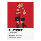 Neville and Scholes Manchester United white Icon Frame artwork detail