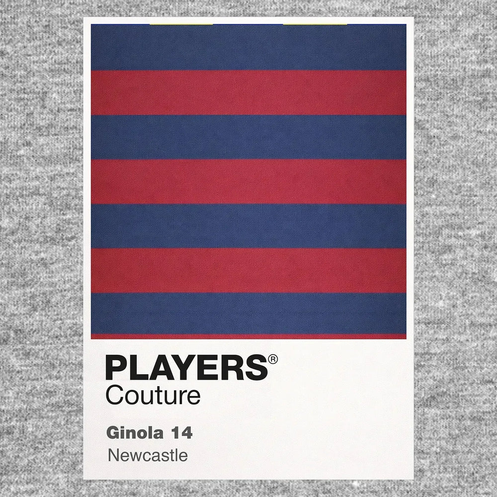 Newcastle Away Classic Football Shirt Colours Frame Men's T-Shirt – grey close-up detail shot of the Newcastle Away Players