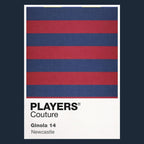 Newcastle Away Classic Football Shirt Colours Frame Men's T-Shirt – navy close-up detail shot of the Newcastle Away Players
