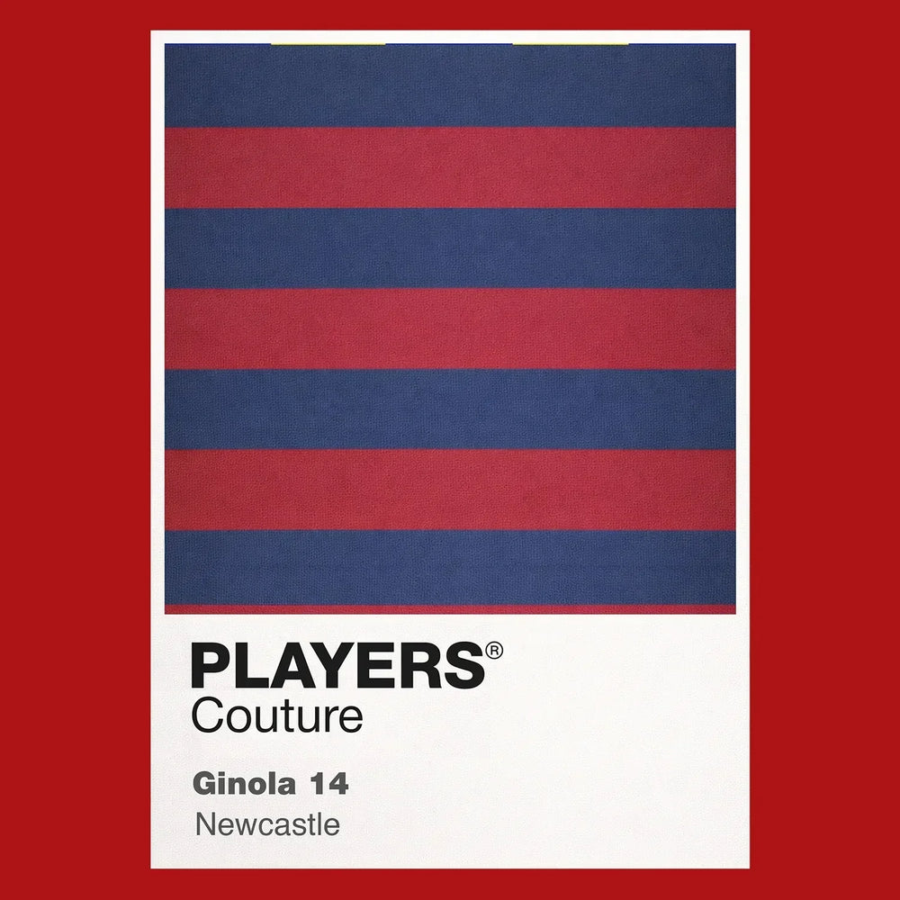 Newcastle Away Classic Football Shirt Colours Frame Men's T-Shirt – red close-up detail shot of the Newcastle Away Players