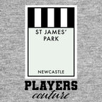 Newcastle United Monopoly Card hoodie – grey men's hoodie with black Newcastle United Monopoly Card letters and Players
