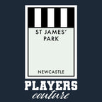 Newcastle United Monopoly Card hoodie – navy men's hoodie with white Newcastle United Monopoly Card letters and Players