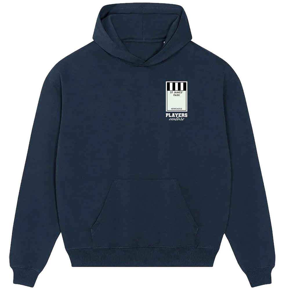 Newcastle United Monopoly Card hoodie – black men's hoodie with white Newcastle United Monopoly Card letters and Players
