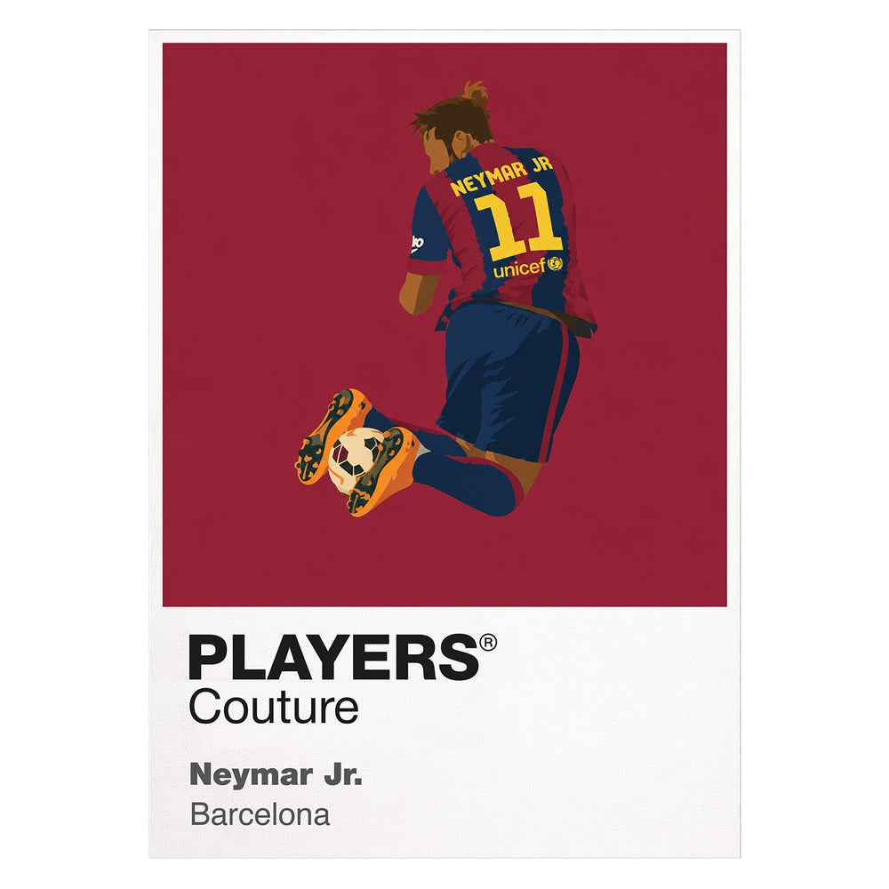 Neymar Jr Barcelona Icon Frame Kids T-Shirt — White Artwork