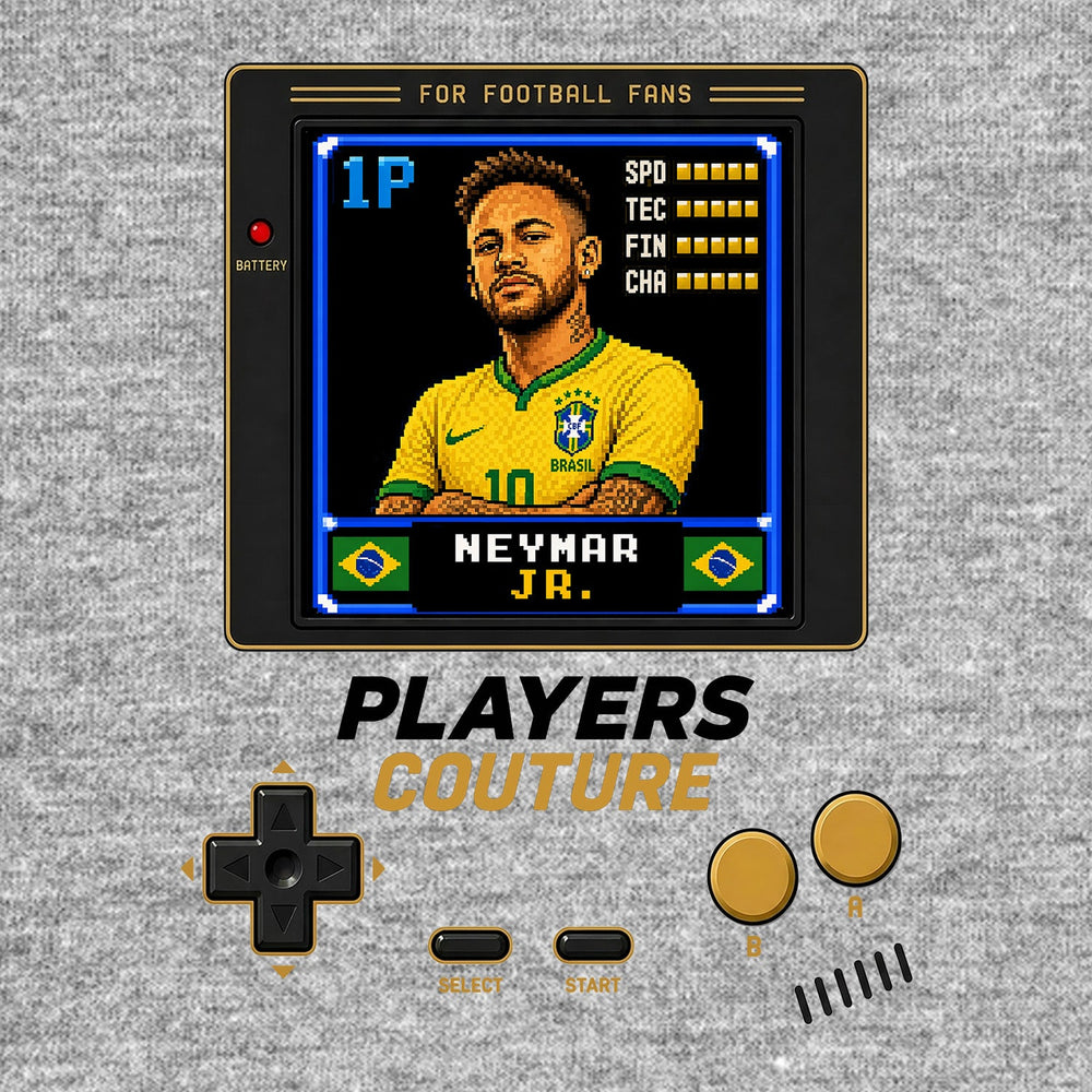 Neymar Jr 1P 8-Bit t-shirt retro gaming design by Players Couture