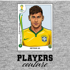 Neymar Jr World Cup Sticker Men's T-Shirt – grey close-up detail shot of the Neymar Jr World Cup Players Couture logo design