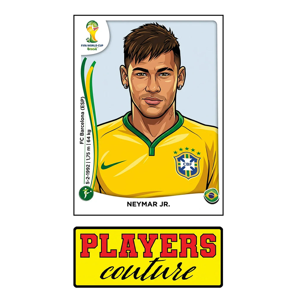 Neymar Jr World Cup Sticker Men's T-Shirt – close-up detail shot of the Neymar Jr World Cup Players Couture logo design
