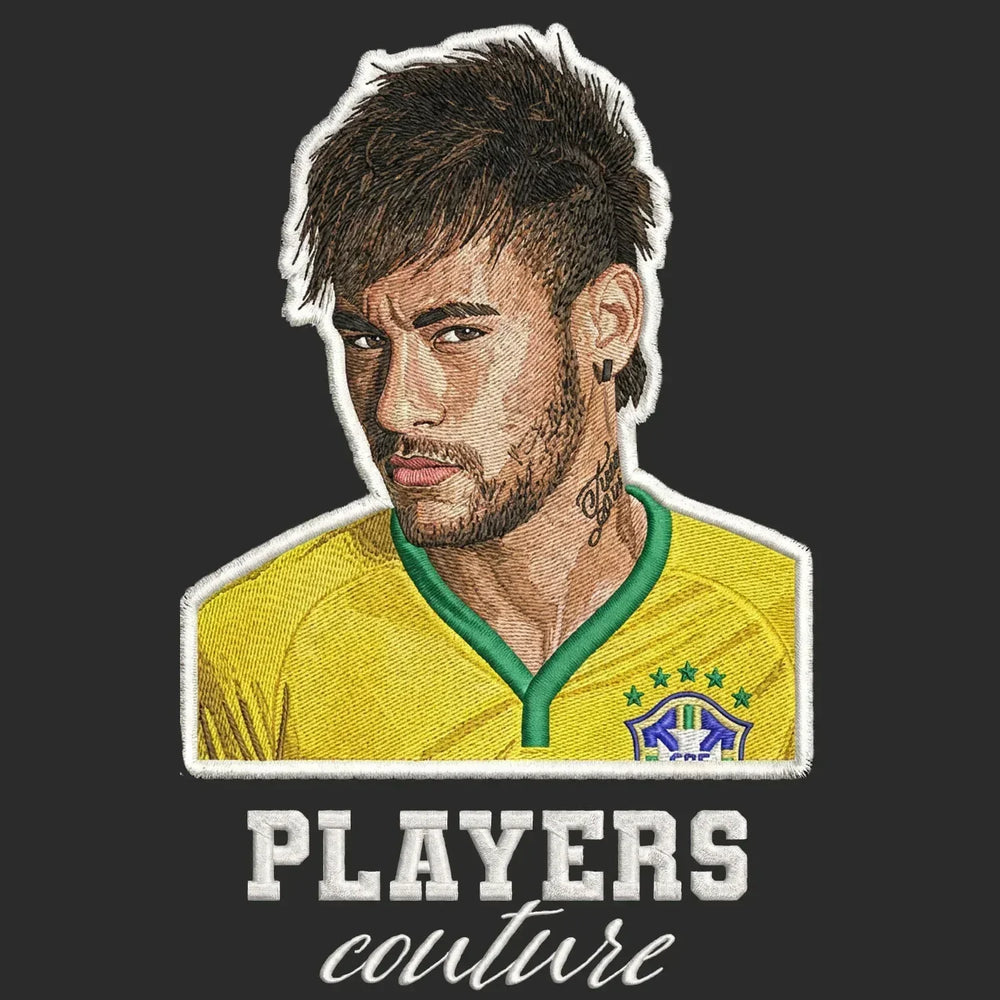Neymar Jr Badge Men's Hoodie – black close-up detail shot of the Neymar Jr Players Couture logo design