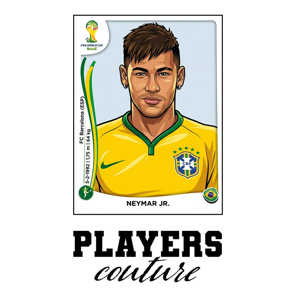 Neymar Jr World Cup Sticker Men's T-Shirt – white close-up detail shot of the Neymar Jr Players Couture logo design