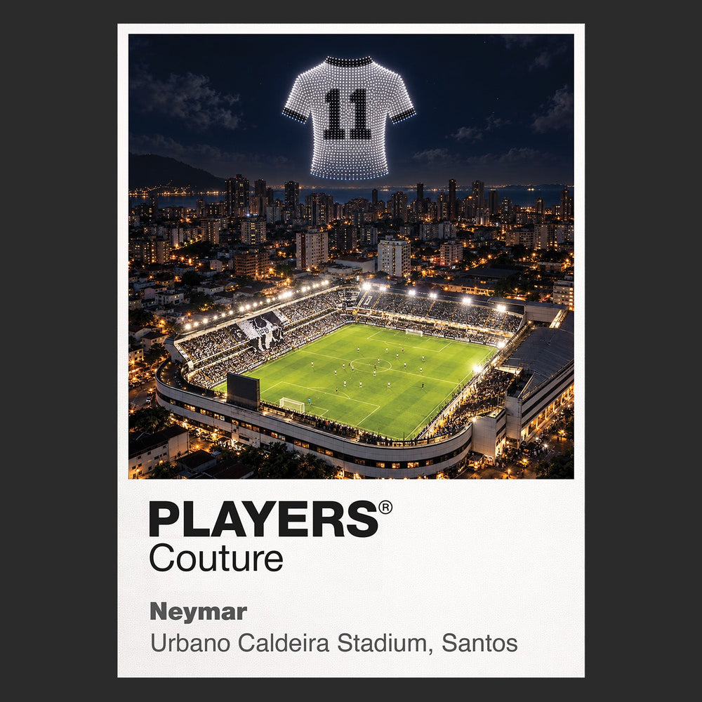 Neymar Santos number 10 Icons in Lights Frame artwork in black