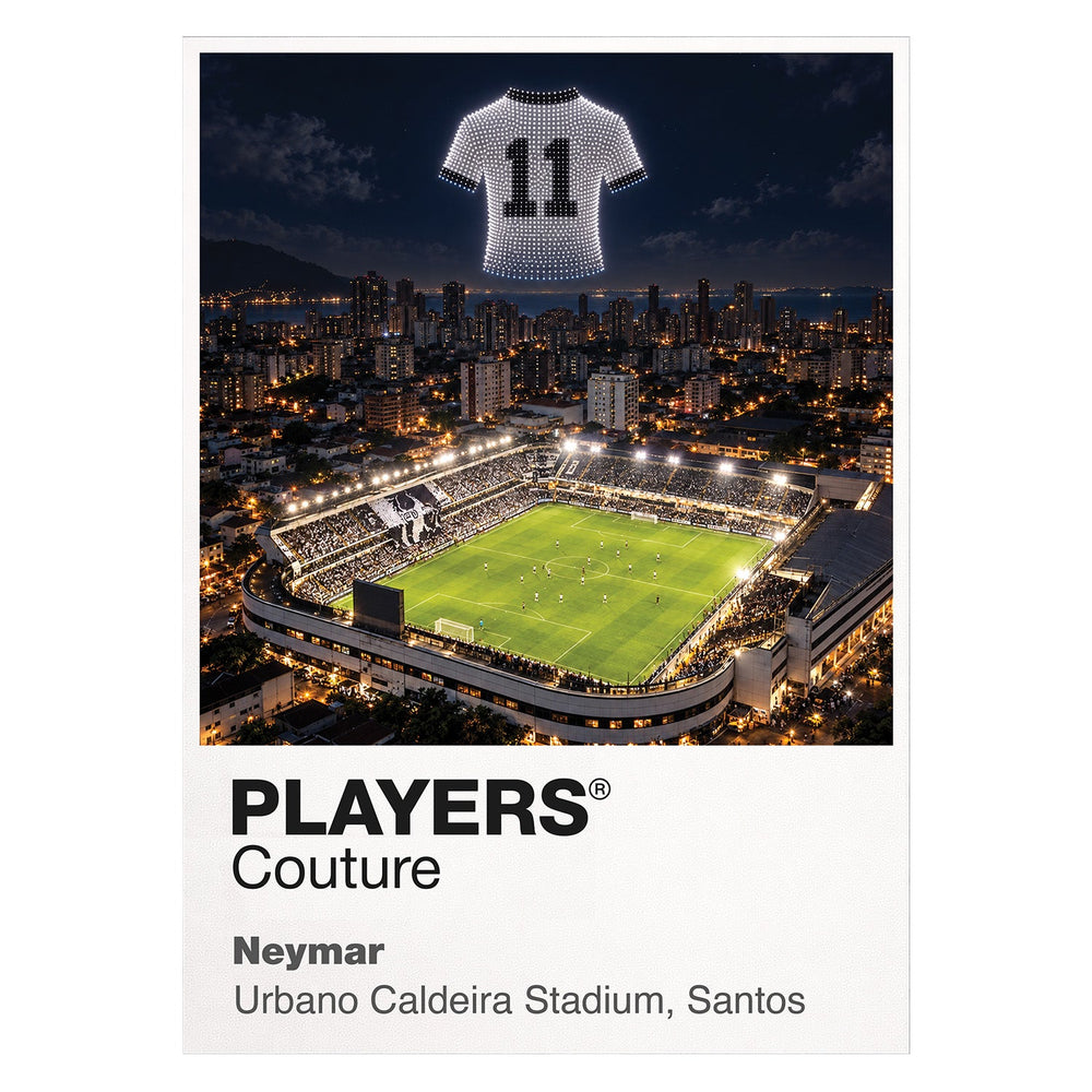 Neymar Santos number 10 Icons in Lights Frame artwork in white