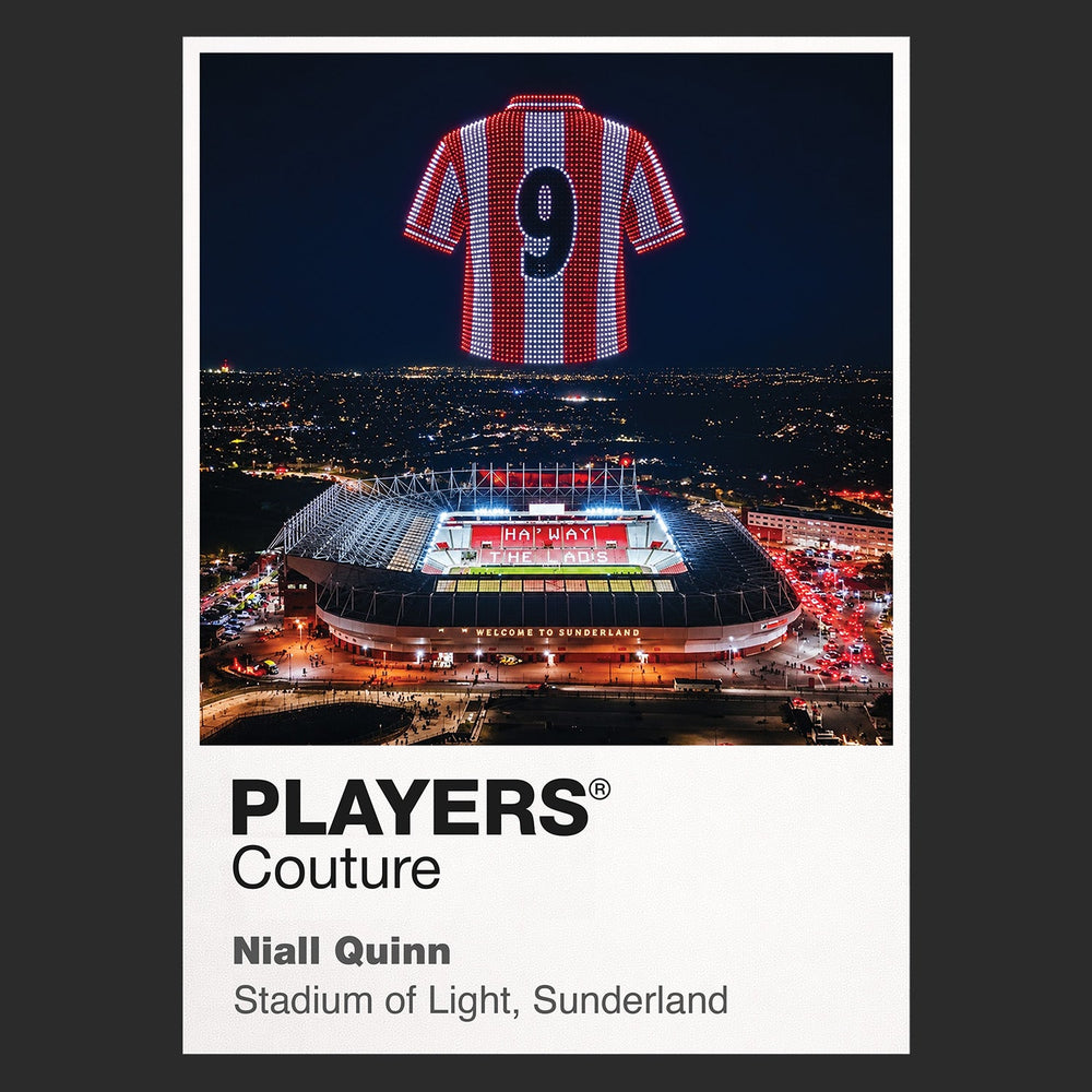 Niall Quinn Sunderland number 9 Icons in Lights Frame artwork in black
