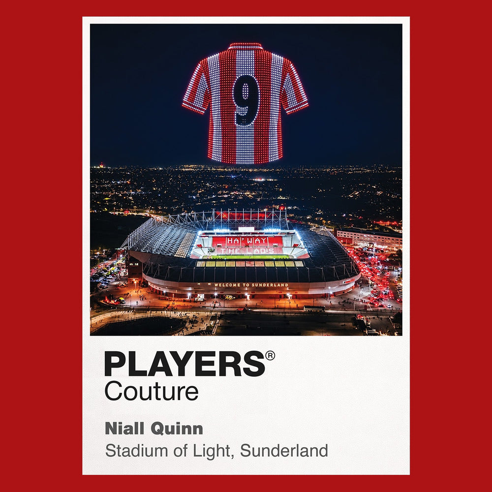 Niall Quinn Sunderland number 9 Icons in Lights Frame artwork in red