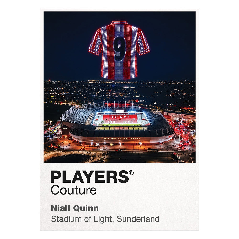 Niall Quinn Sunderland number 9 Icons in Lights Frame artwork in white