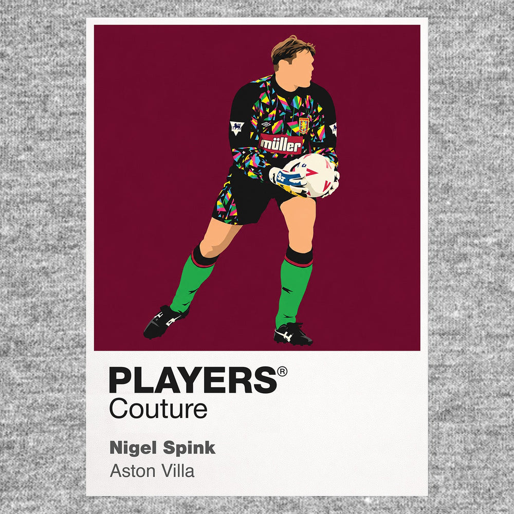 Nigel Spink Aston Villa Icon Frame artwork in grey
