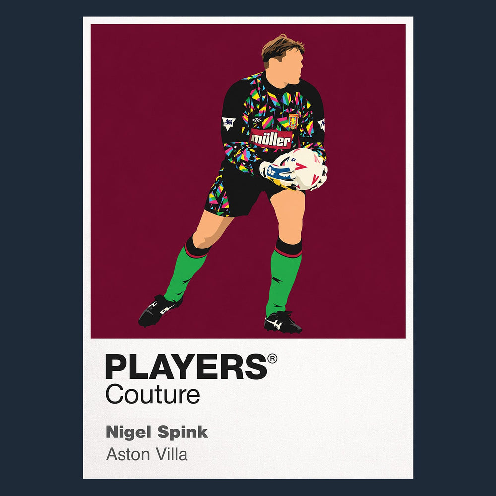 Nigel Spink Aston Villa Icon Frame artwork in navy
