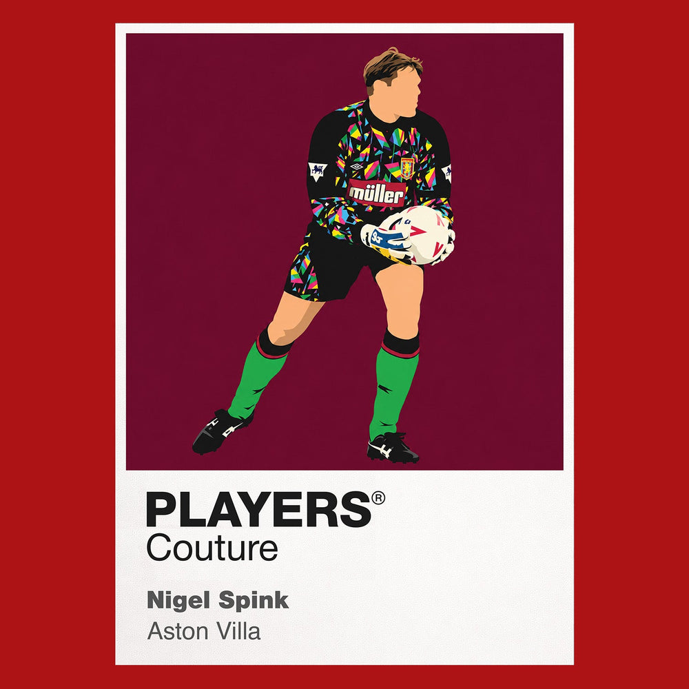 Nigel Spink Aston Villa Icon Frame artwork in red