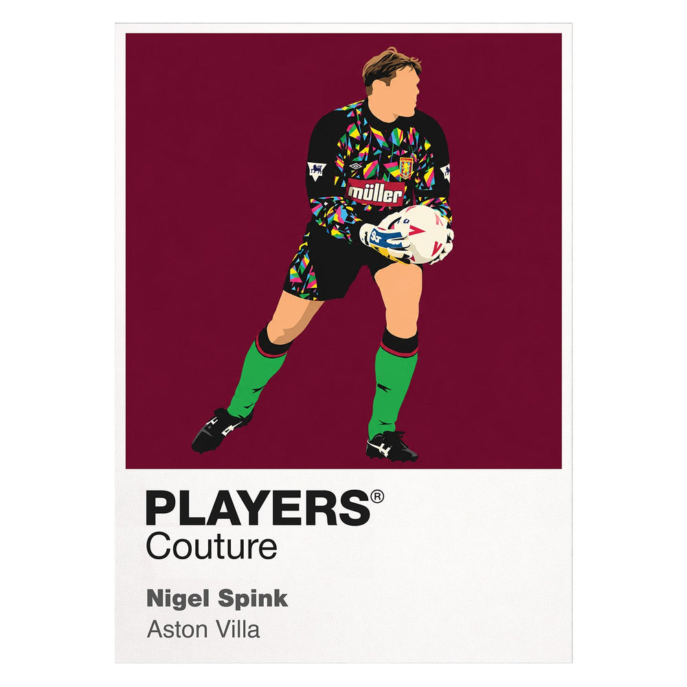 Nigel Spink Aston Villa Icon Frame artwork in white