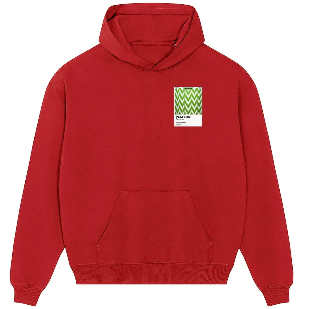 Nigeria hoodie – red men's hoodie featuring the Nigeria Players Couture logo