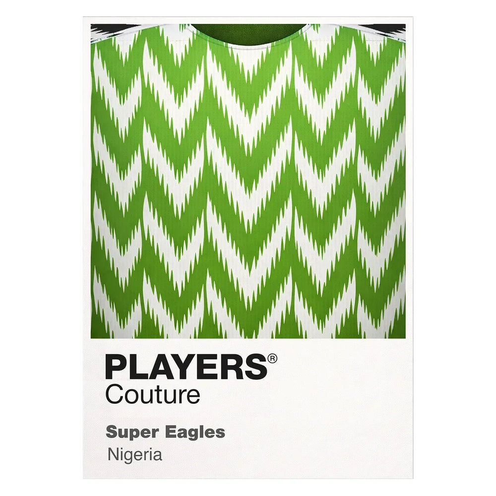 Nigeria Classic Football Shirt Colours Frame Men's T-Shirt – white close-up detail shot of the Nigeria Players Couture logo