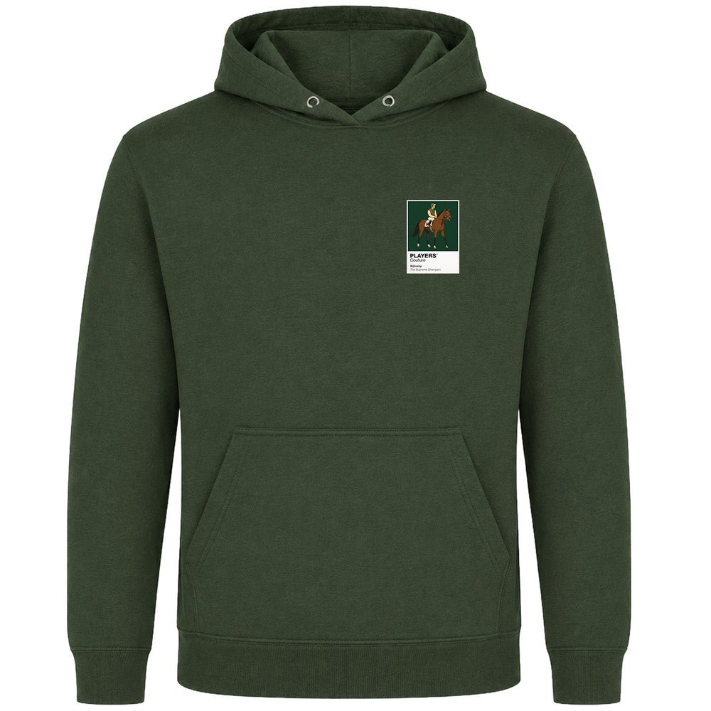 Nijinsky horse racing hoodie – mens earthy green hoodie view