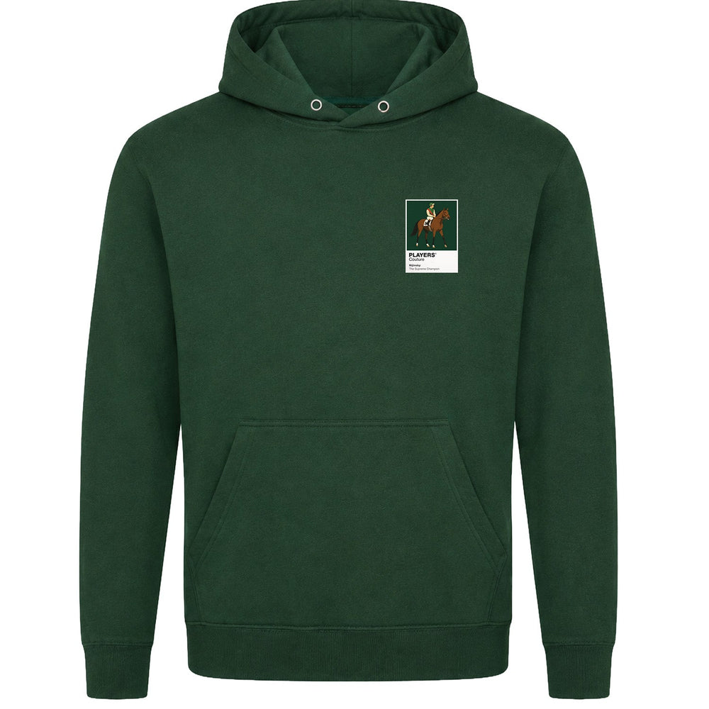 Nijinsky horse racing hoodie – mens forest green hoodie view