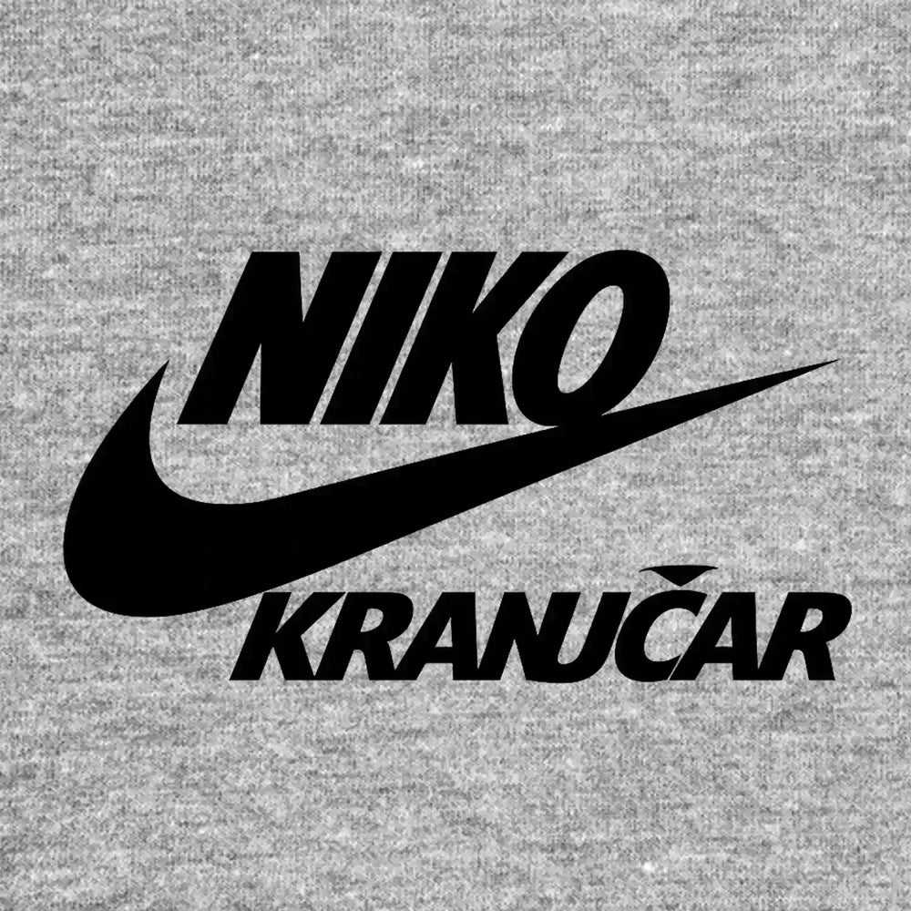 Niko Kranjcar Logo Men's Hoodie – grey close-up detail shot of the Niko Kranjcar Players Couture logo design
