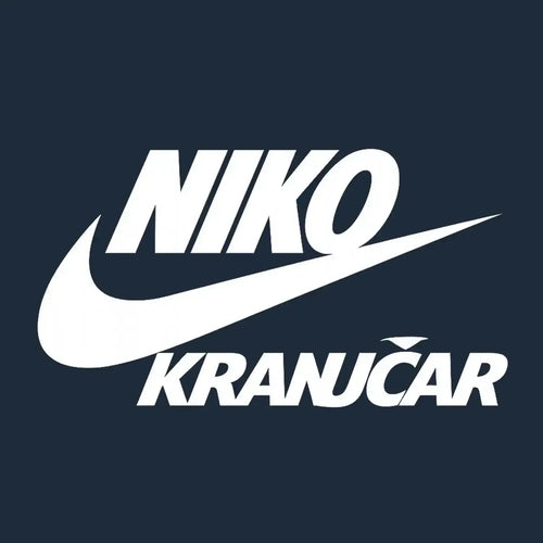 Niko Kranjcar Logo Men's Hoodie – navy close-up detail shot of the Niko Kranjcar Players Couture logo design