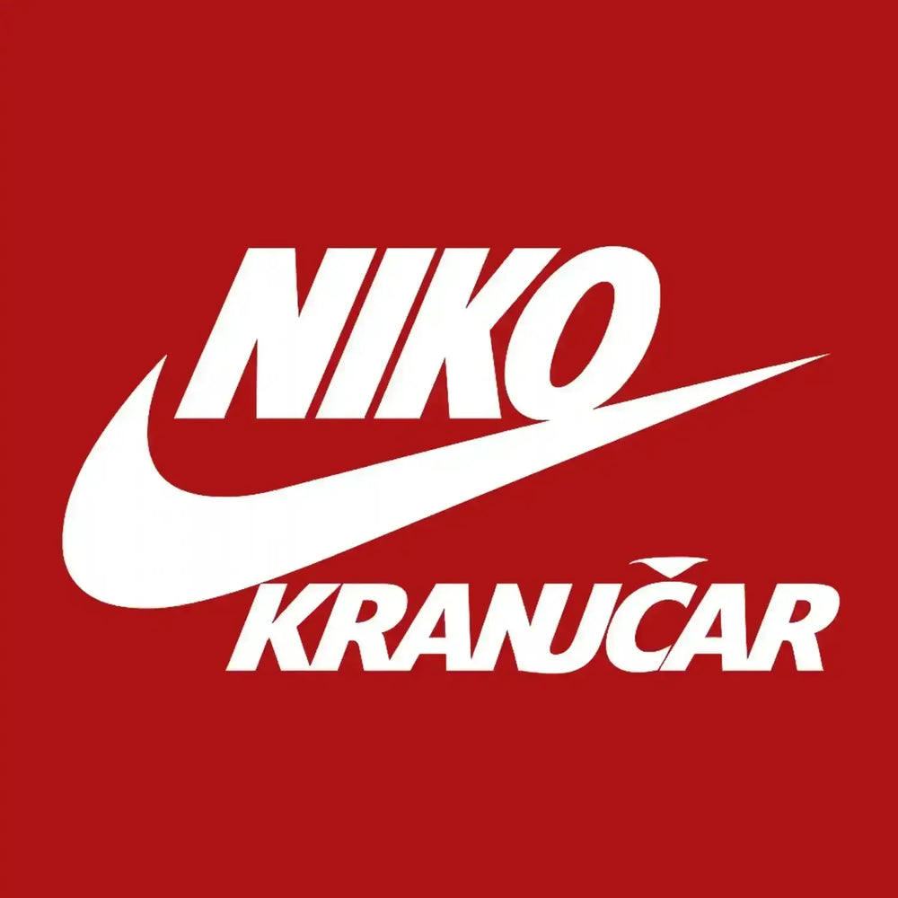 Niko Kranjcar Logo Men's Hoodie – red close-up detail shot of the Niko Kranjcar Players Couture logo design