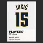 Nikola Jokic 15 Jersey Frame Men's T-Shirt – black close-up detail shot of the Nikola Jokic 15 Players Couture logo design