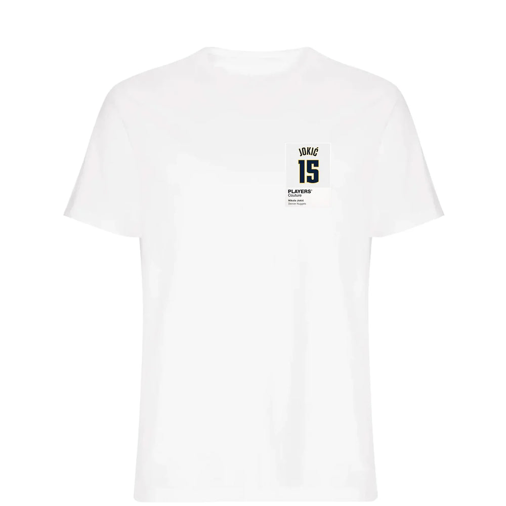 Nikola Jokic 15 t-shirt – white men's t-shirt featuring the Nikola Jokic 15 Players Couture logo
