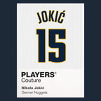 Nikola Jokic 15 Jersey Frame Men's T-Shirt – navy close-up detail shot of the Nikola Jokic 15 Players Couture logo design