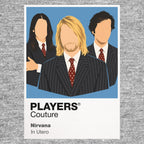 Nirvana the instruments, casual clothing and raw performance stance of Nirvana Icon Frame artwork in grey