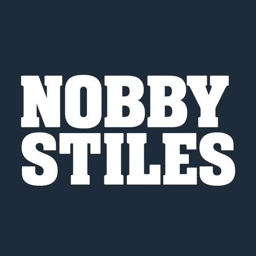 Nobby Stiles Logo Men's T-Shirt – navy close-up detail shot of the Nobby Stiles Players Couture logo design
