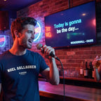 Noel Gallagher t-shirt – white men's t-shirt with black Noel Gallagher letters and Players Couture logo on the chest
