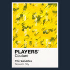 Norwich City Classic Football Shirt Colours Frame Men's T-Shirt – navy close-up detail shot of the Norwich City Players