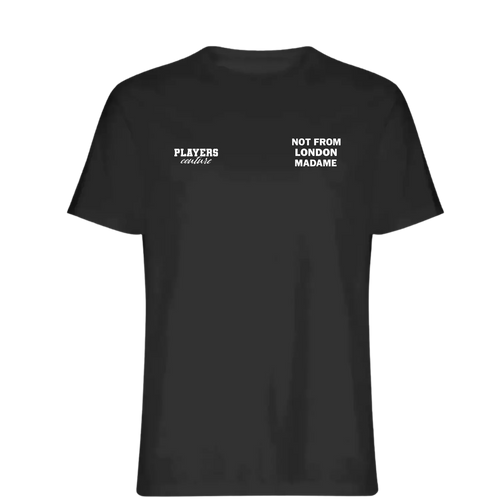 Not From London Madame Toy t-shirt – black men's t-shirt featuring the Not From London Madame Toy Players Couture logo