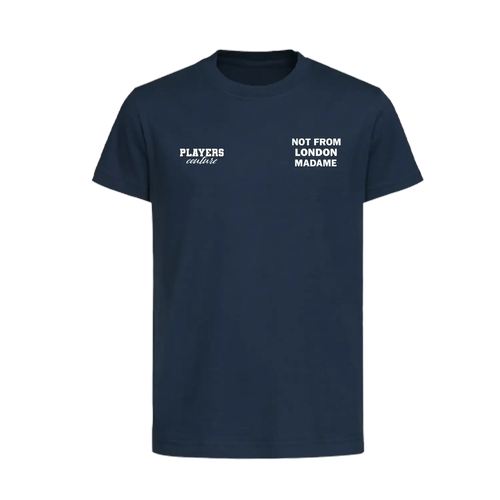 Not From London Madame t-shirt – navy kids' t-shirt featuring the Not From London Madame Players Couture logo