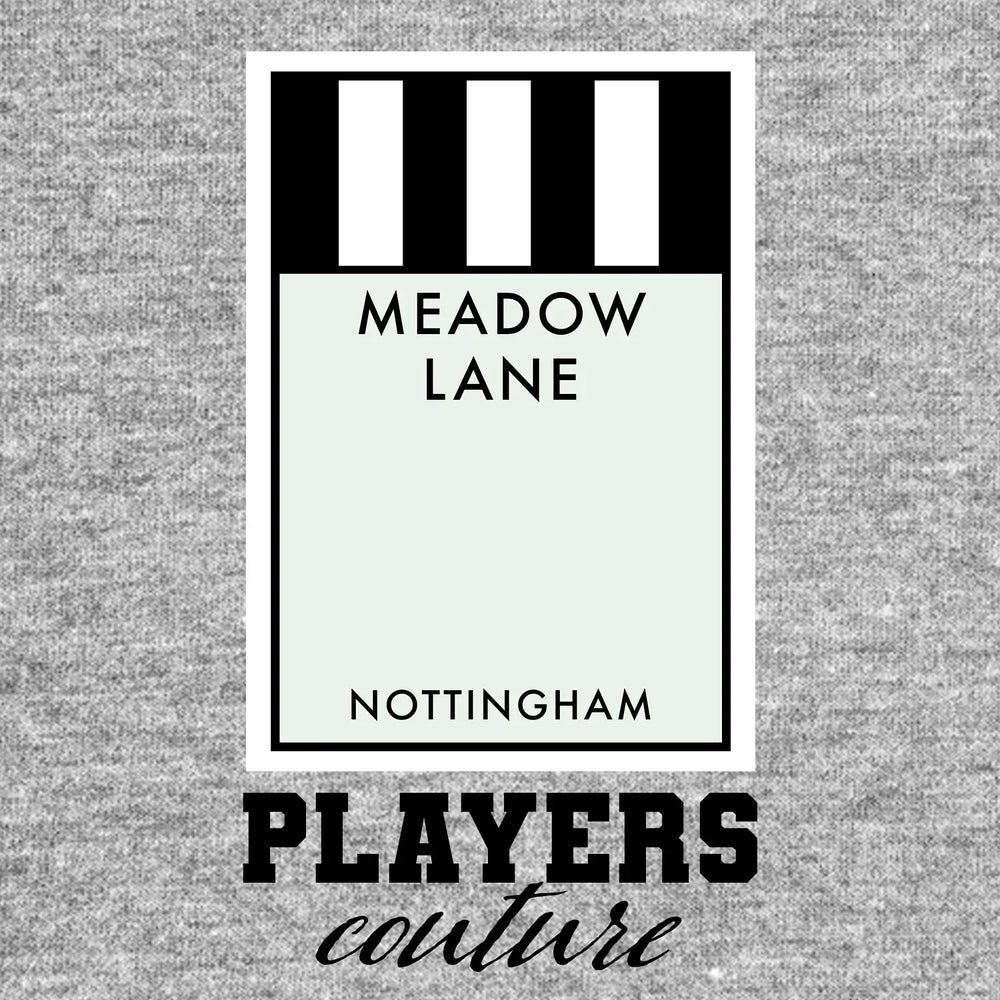 Notts County Monopoly Card hoodie – grey men's hoodie with black Notts County Monopoly Card letters and Players Couture logo