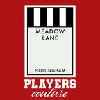 Notts County Monopoly Card hoodie – red men's hoodie with white Notts County Monopoly Card letters and Players Couture logo